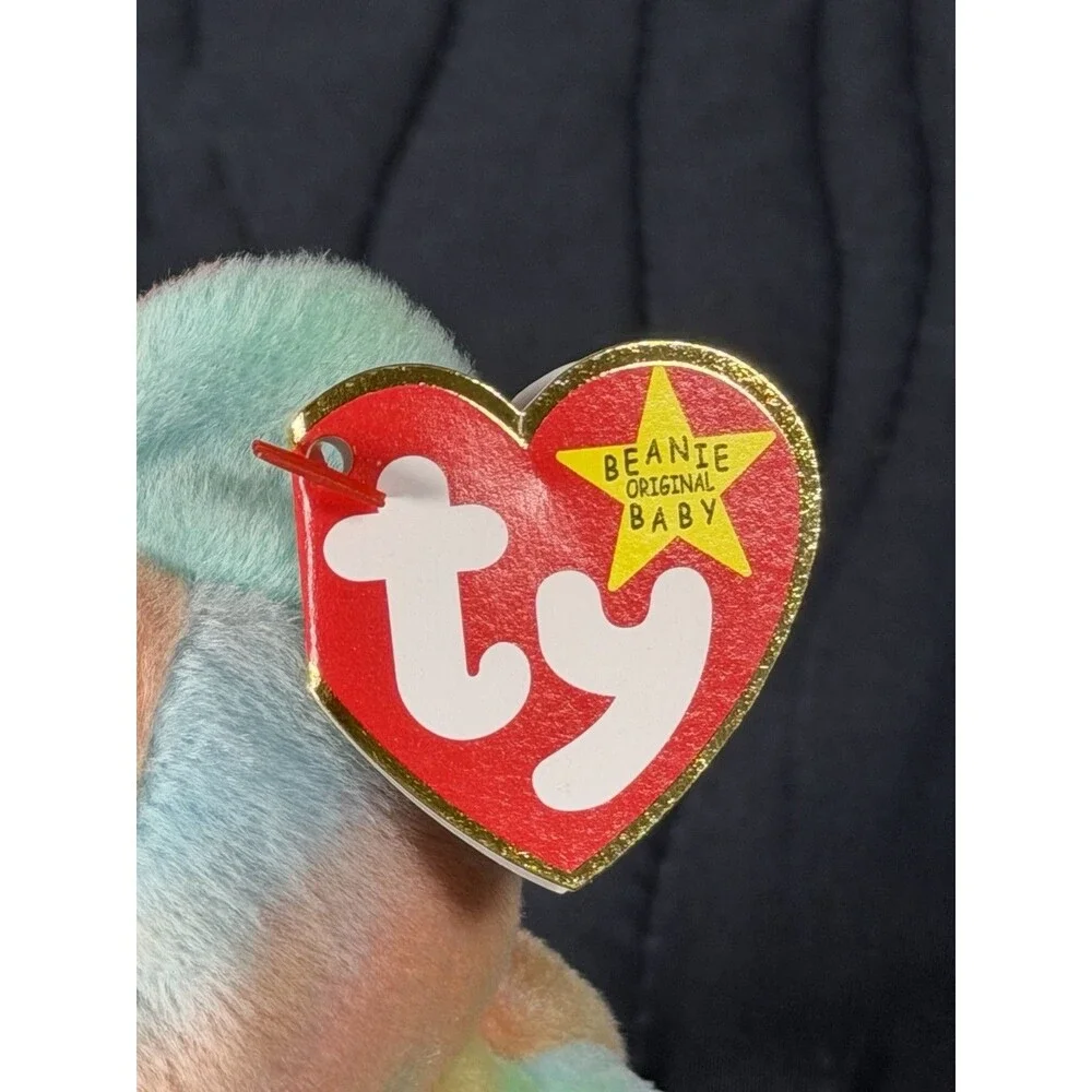 Ty Beanie Baby Peace Bear 1996 Tie Dye Plush w/ Hang Tag Style 0405 Vintage